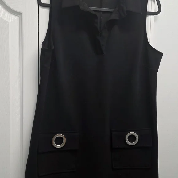 MSK Black Sleeveless Mini Dress with Silver Accents - Picture 2 of 5